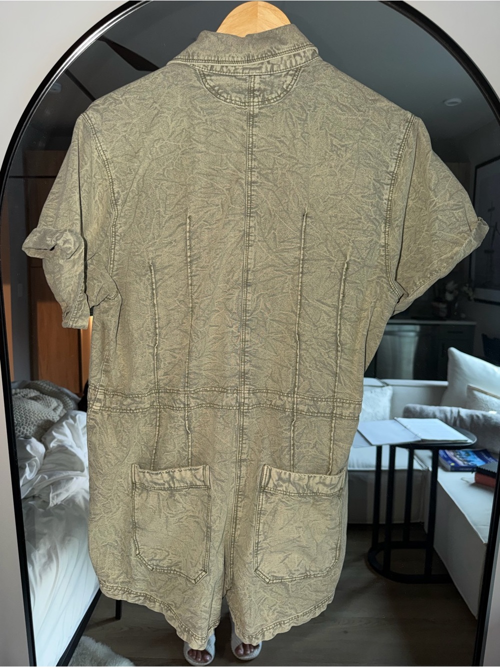 Free People Olive Green Short-Sleeve Utility Romper - Picture 5 of 11